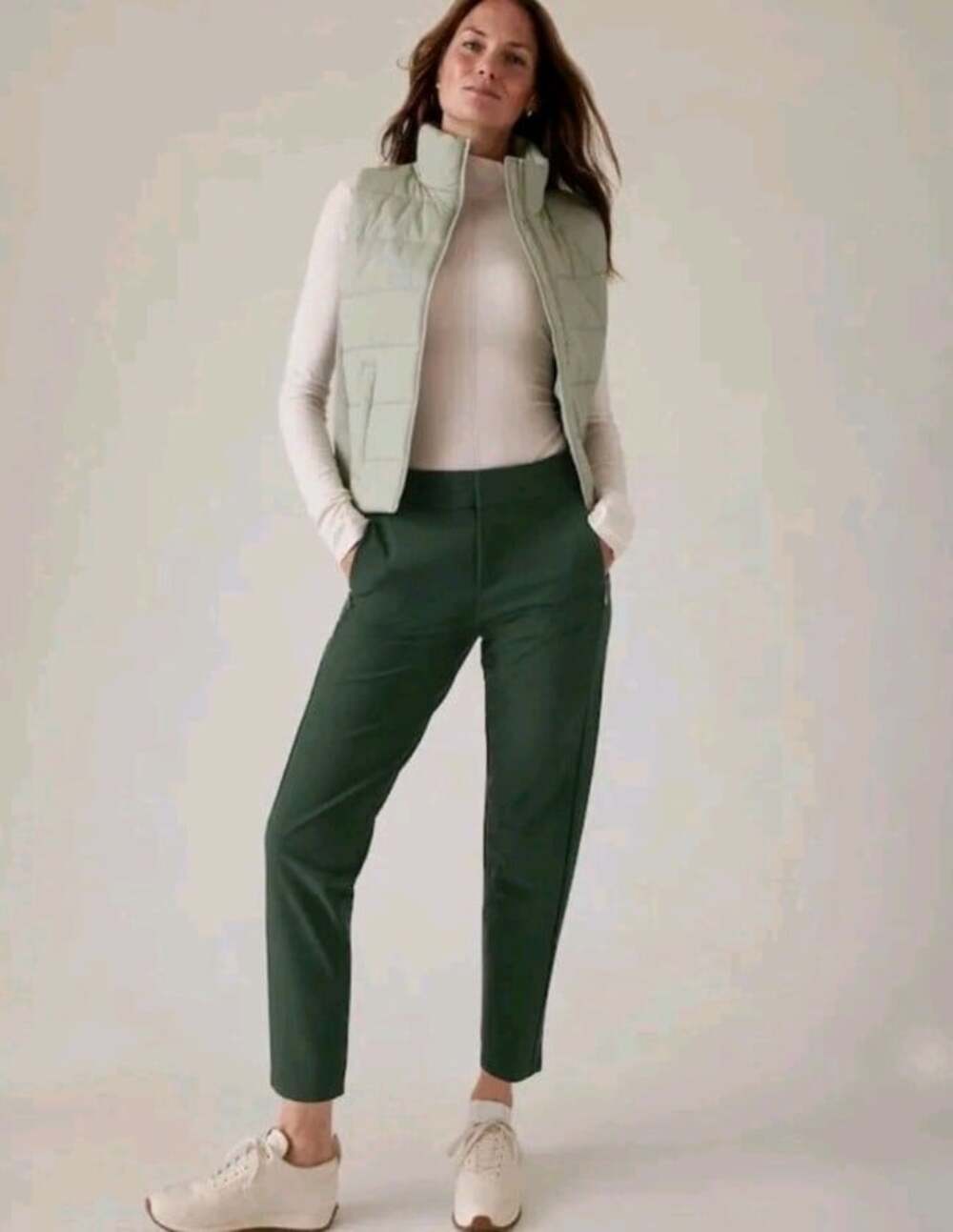Athleta Stellar Trouser Pant Seaweed Green size 0 Travel Work Casual women's
